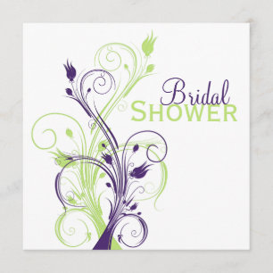 Purple Green White Floral Bridal Shower Invitation