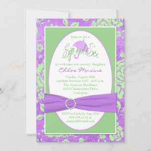 Purple Green White Floral Sip and See Invitation 2
