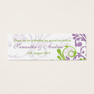 Purple Green White Floral Wedding Favour Tags