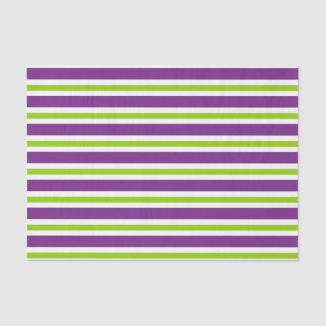 PURPLE GREEN WHITE HALLOWEEN STRIPES TISSUE PAPER (Front)