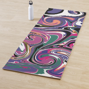 Purple, Green, White Pink Marble Swirls Fluid Art Yoga Mat