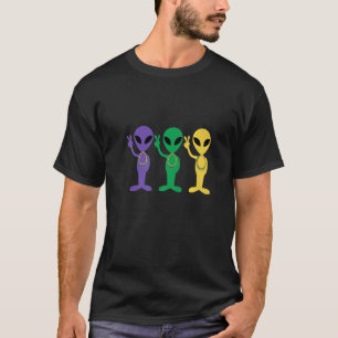 Purple Green Yellow Aliens Louisiana Mardi Gras Be T-Shirt