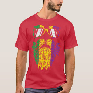 Purple Green Yellow Hipster Beard Mardi Gras Carni T-Shirt