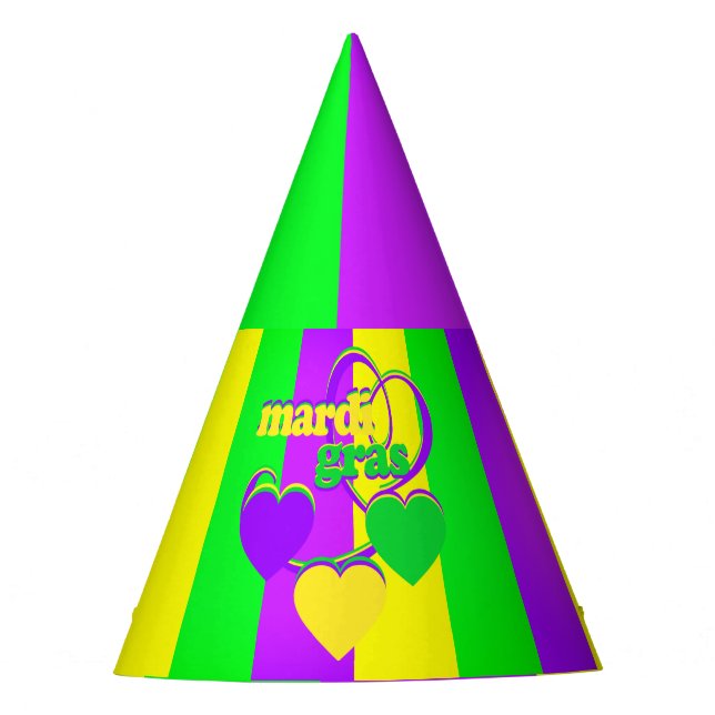 Purple Green Yellow New Orleans Mardi Gras Party Hat (Front)