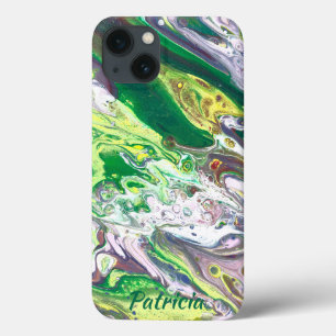 Purple Green Yellow White Abstract iPhone 13 Case