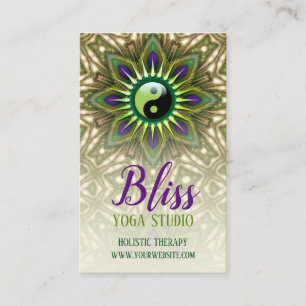 Purple Green Yin Yang Holistic Energy Bliss Yoga Business Card