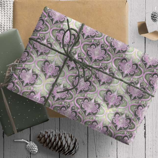 Purple GreenChristmas Pattern#30 ID1009 Wrapping Paper (Creator Uploaded)