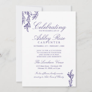 Purple Greenery Celebration of Life Memorial Invitation