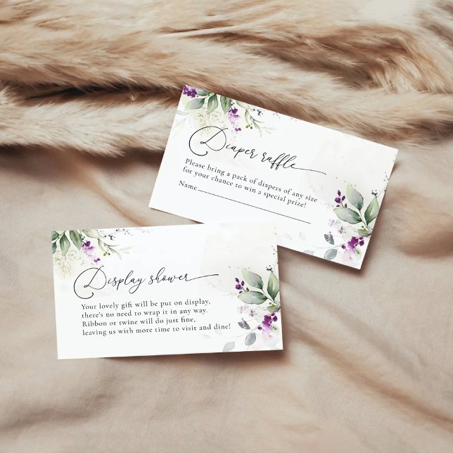 Purple Greenery Diaper Raffle Enclosure Card (Creator Uploaded)