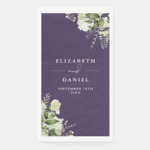 Purple Greenery Floral Elegant Wedding Napkin
