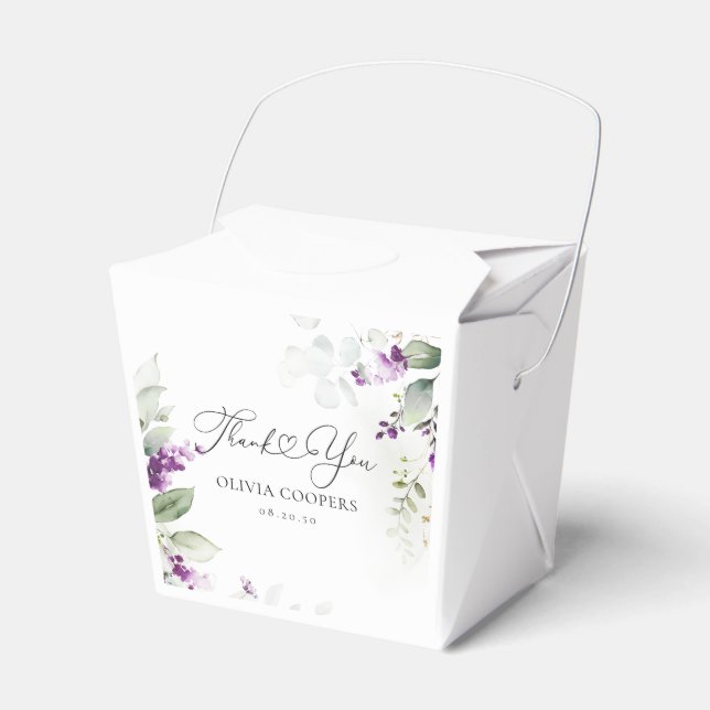Purple Greenery Lavender Baby Shower Favour Box (Front Side)