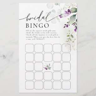 Purple Greenery Lavender Bridal Bingo
