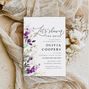 Purple Greenery Lavender Bridal Shower Invitation