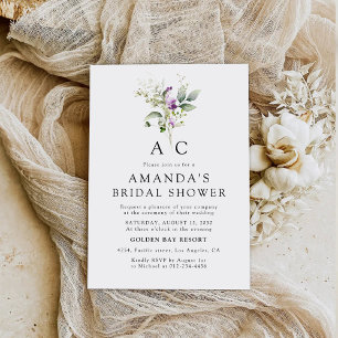 Purple Greenery Lavender Bridal Shower Invitation