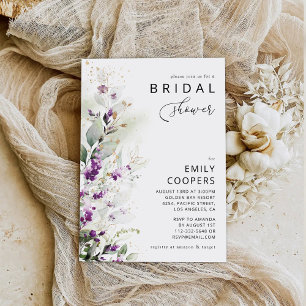 Purple Greenery Lavender Bridal Shower Invitation