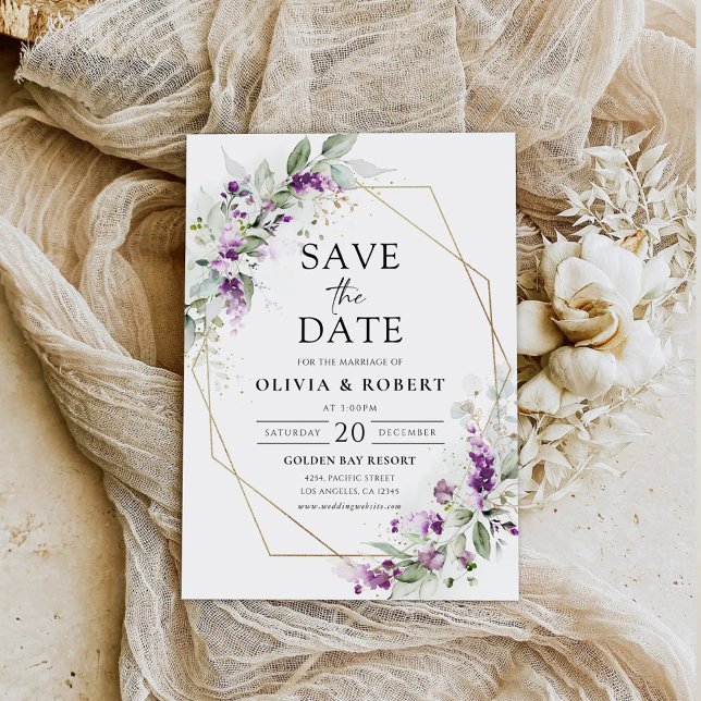 Purple Greenery Lavender Save the Date (Creator Uploaded)
