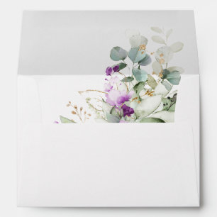 Purple Greenery Lavender Wedding Envelope