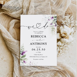 Purple Greenery Lavender Wedding Invitation