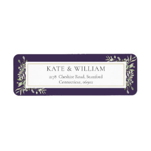 Purple Greenery Watercolor Foliage Address Label