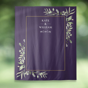 Purple Greenery Wedding Photo Booth Backdrop Tapestry