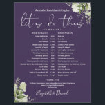 Purple Greenery Wedding Schedule Timeline<br><div class="desc">This stylish purple floral greenery wedding schedule-timeline can be personalized with your wedding details in chic typography. Designed by Thisisnotme©</div>