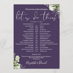 Purple Greenery Wedding Schedule Timeline Programme