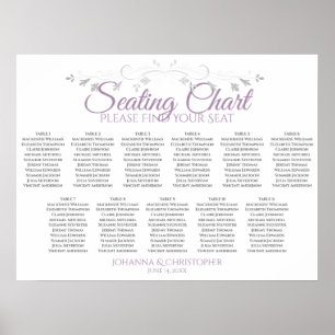 Purple & Grey 11 Table Wedding Seating Chart