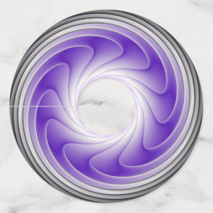 Purple Grey 3D Swirl Modern Abstract Fractal Art Wine Glass Tag