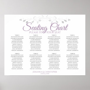 Purple & Grey 8 Table Wedding Seating Chart