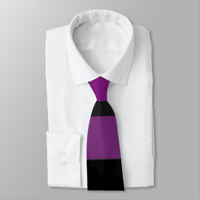 Purple Grey and Black Banded Tie (Tied)