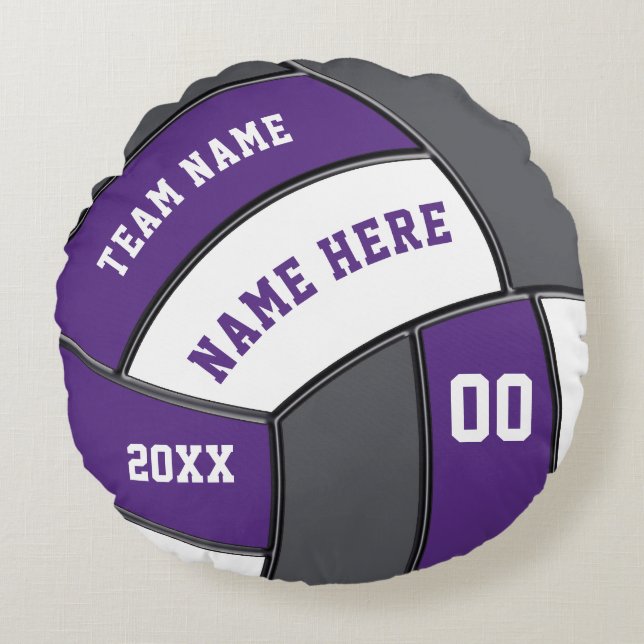Purple, Grey and White, Custom Volleyball Pillow (Front)