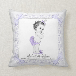 Purple Grey Baby Girl Nursery Baby Pillow