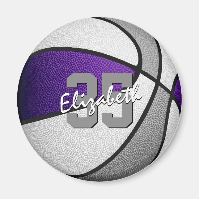 purple grey basketball team colours  magnet (Front)