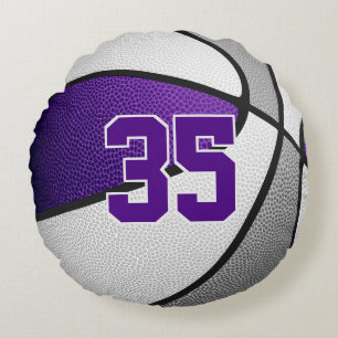 purple grey basketball team colours sports decor round cushion