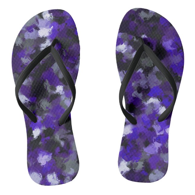 Purple, Grey, Black and Blue Abstract Flip Flops (Footbed)