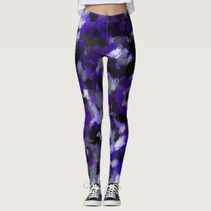 Purple, Grey, Black and Blue Abstract Leggings