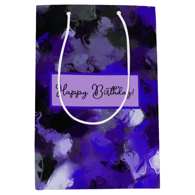 Purple, Grey, Black and Blue Abstract Medium Gift Bag (Front)