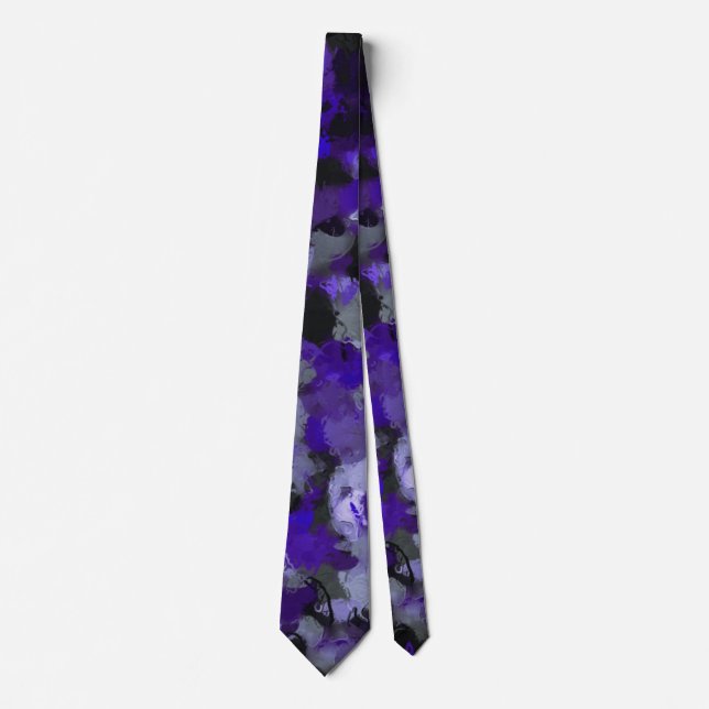 Purple, Grey, Black and Blue Abstract Tie (Front)