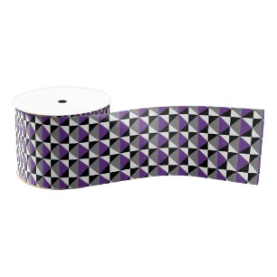 Purple, Grey, Black and White Square and Diamond Grosgrain Ribbon