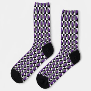 Purple, Grey, Black and White Square and Diamond Socks