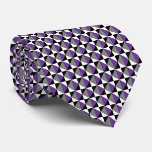 Purple, Grey, Black and White Square and Diamond Tie