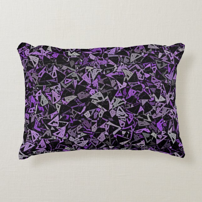Purple Grey Black Triangle Seamless Pattern Decorative Cushion (Front)