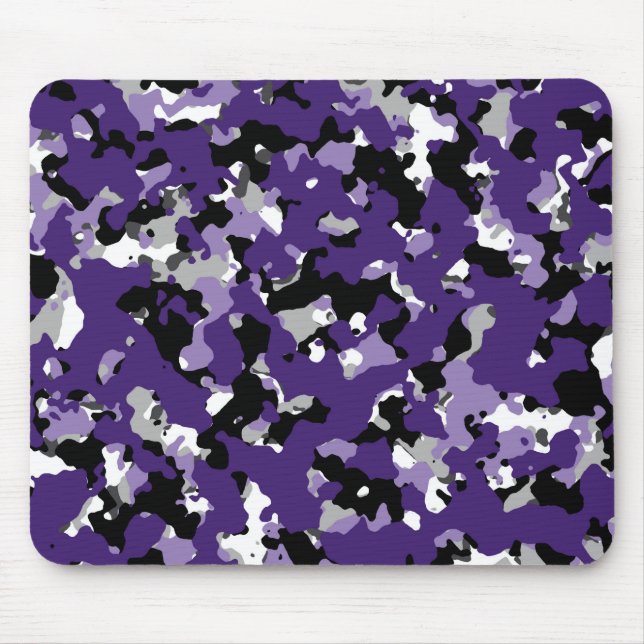 Purple Grey Black White Camouflage Camo Print Mouse Mat (Front)