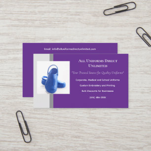 Purple Grey  Blue Medical Clogs Uniform Business Card