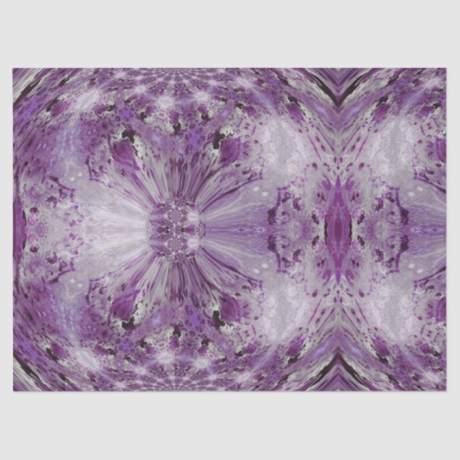 Purple & Grey Calm Kaleidoscope Print Pattern Tissue Paper (Front)