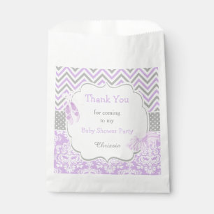 Purple & Grey Chevron Ballerina Baby Shower Favour Bags
