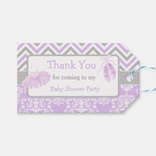 Purple & Grey Chevron Ballerina Thank You Gift Tag