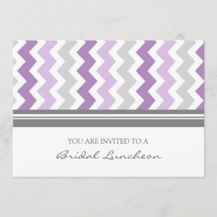 Purple Grey Chevron Bridal Lunch Invitation