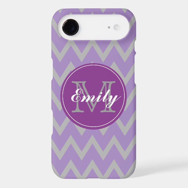 Purple & Grey Chevron Monogram iPhone 4/4s case (Back)