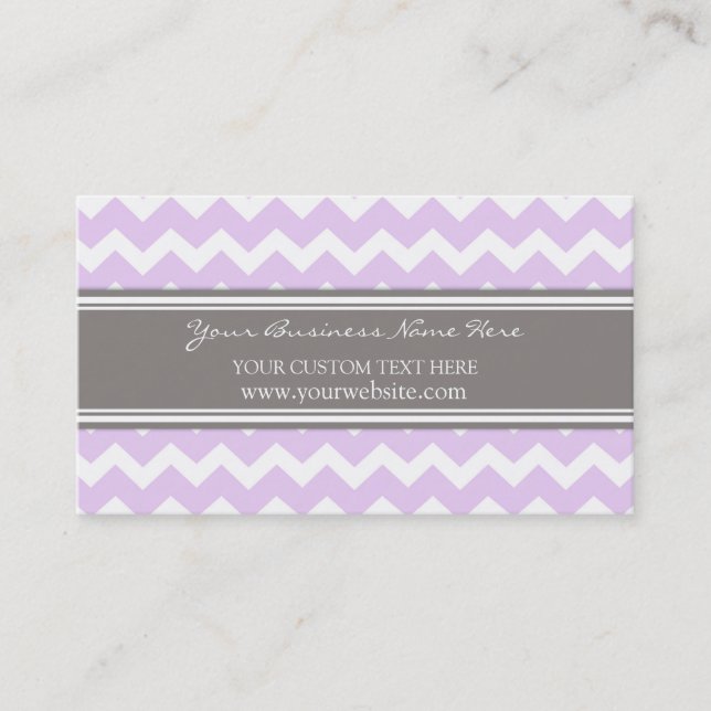 Purple Grey Chevron Retro Business Cards (Front)